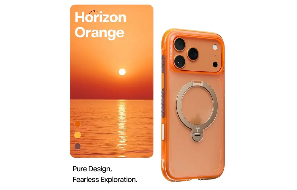 TORRAS Ostand Spin Air Series Case for Apple iPhone 17 Pro - Horizon Orange