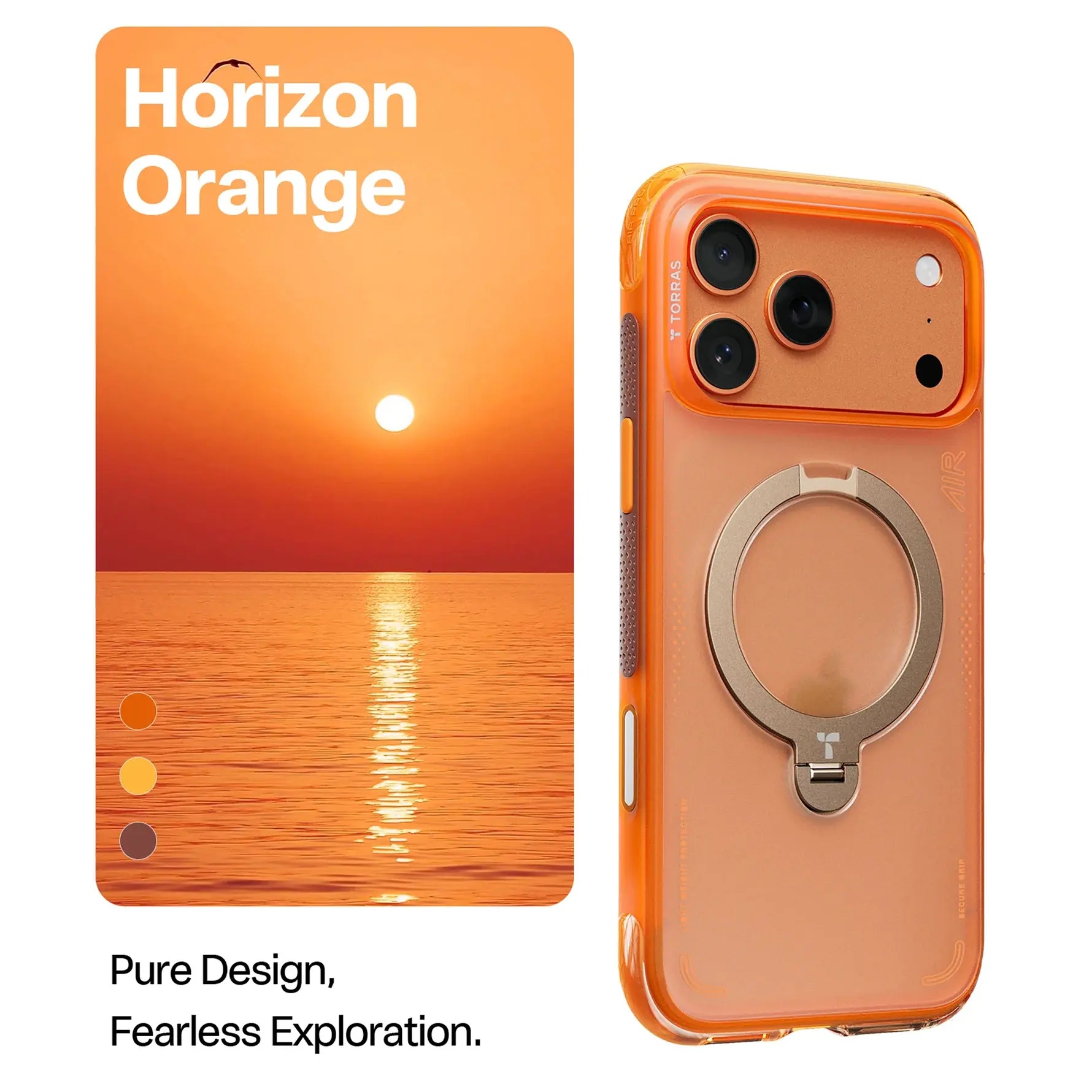 TORRAS Ostand Spin Air Series Case for Apple iPhone 17 Pro - Horizon Orange