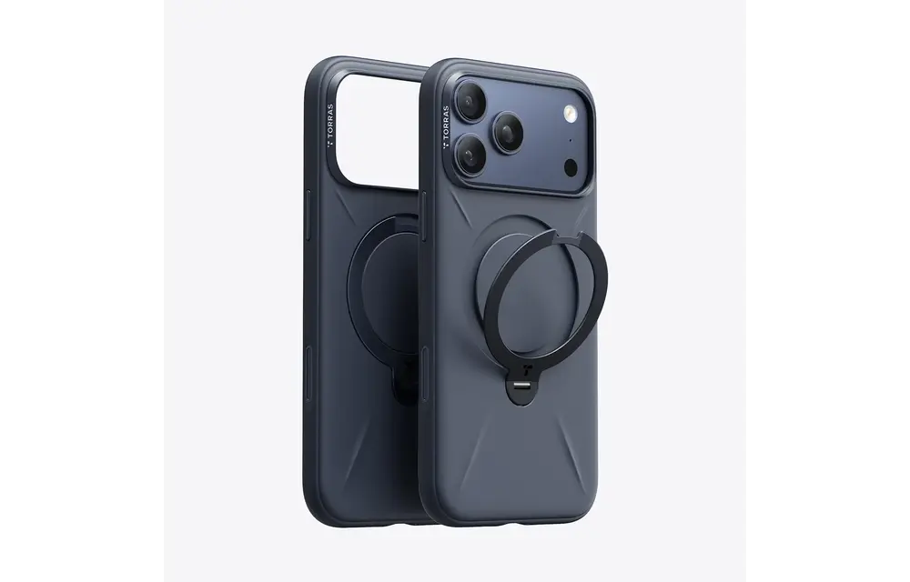 TORRAS Ostand Spin Silicone Case for Apple iPhone 17 Pro Max - Midnight Blue