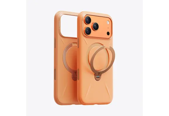 TORRAS Ostand Spin Silicone Case for Apple iPhone 17 Pro - Tangerine