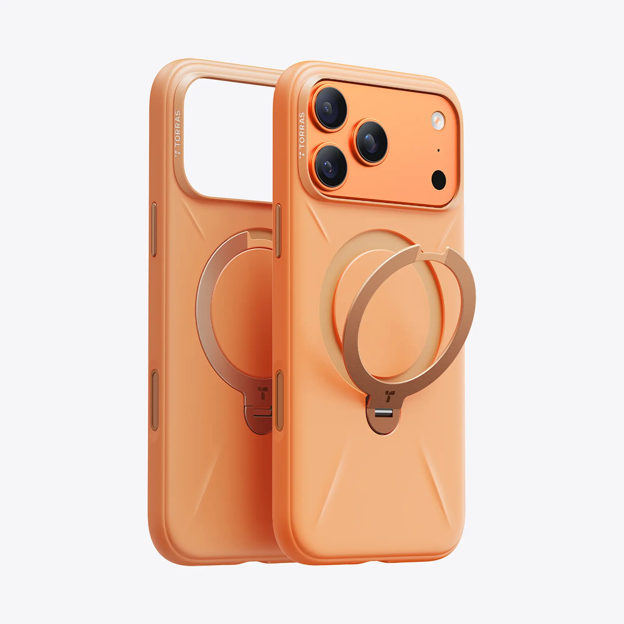 TORRAS Ostand Spin Silicone Case for Apple iPhone 17 Pro - Tangerine