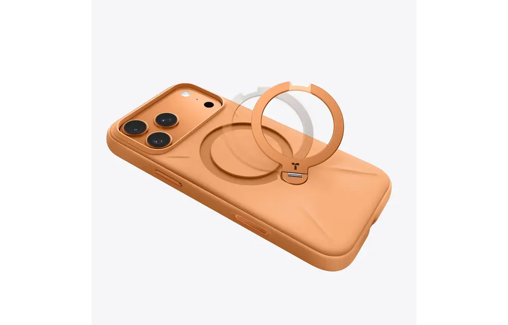 TORRAS Ostand Spin Silicone Case for Apple iPhone 17 Pro Max - Tangerine