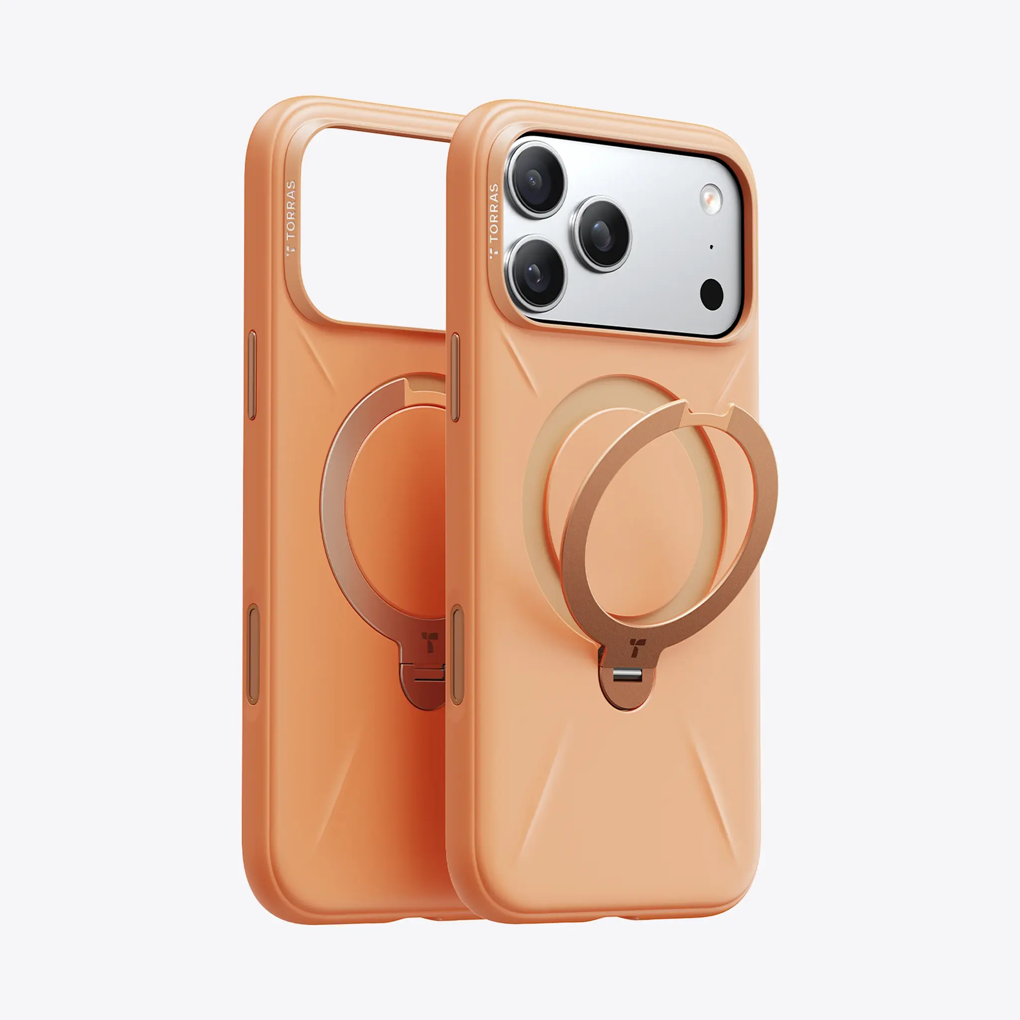 TORRAS Ostand Spin Silicone Case for Apple iPhone 17 Pro Max - Tangerine