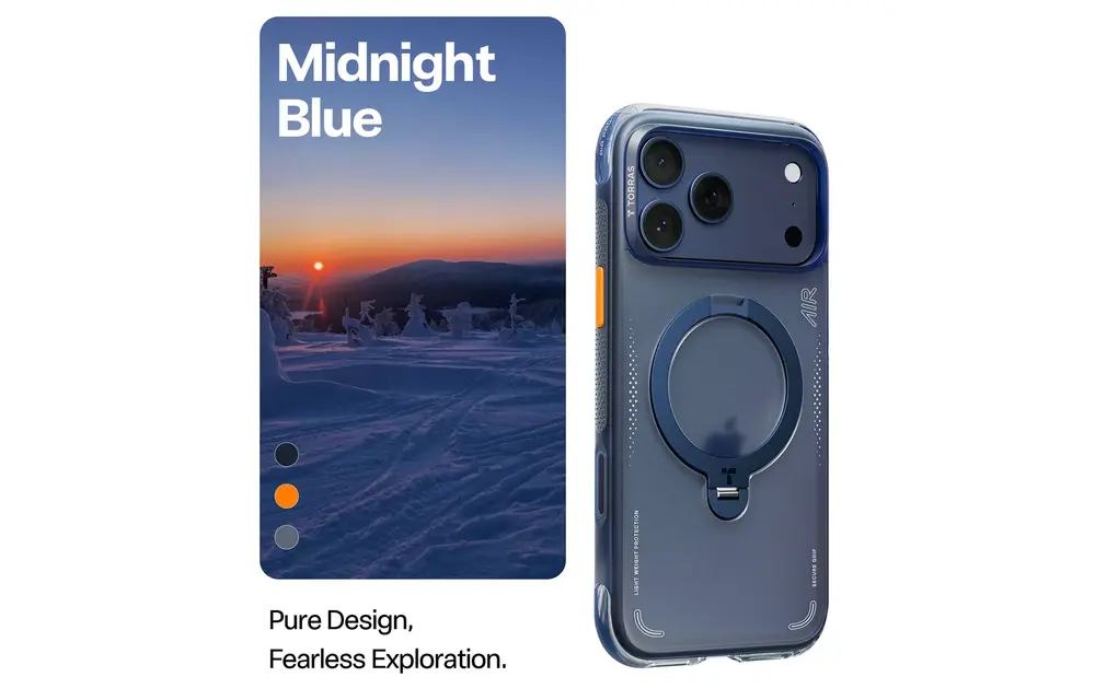 TORRAS Ostand Spin Air Series Case for Apple iPhone 17 Pro Max - Midnight Blue
