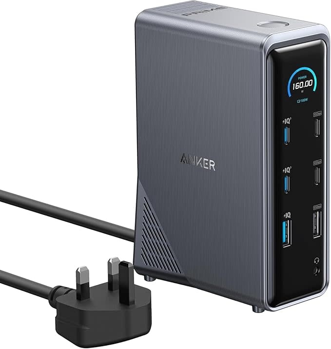 Anker Prime Charging Docking Station, 14 in 1, Dual Display, 160W - Black