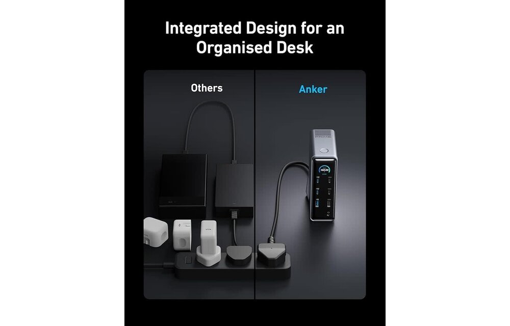 Anker Prime Charging Docking Station, 14 in 1, Dual Display, 160W - Black