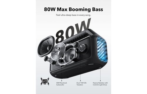 Soundcore By Anker Boom 2, IPX7 Waterpoof Wireless Speaker 80W - Black