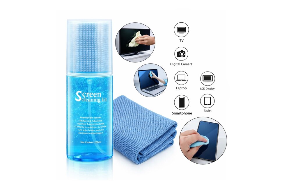 Screen Cleaning Kit, Anti-drip Formula, Anti-static Cleaner Spray for Mobile, Laptop, Monitors , TV 200ml