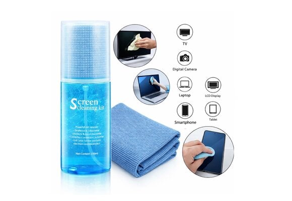 Screen Cleaning Kit, Anti-drip Formula, Anti-static Cleaner Spray for Mobile, Laptop, Monitors , TV 200ml