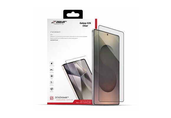 ZEELOT SOLIDsleek  2.5D Tempered Glass Screen Protector with EasyFit Installation Kit for Samsung Galaxy S26 - Clear