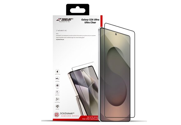 ZEELOT SOLIDsleek 2.5D Tempered Glass Screen Protector with EasyFit Installation Kit for Samsung Galaxy S26 Ultra - Ultra Clear