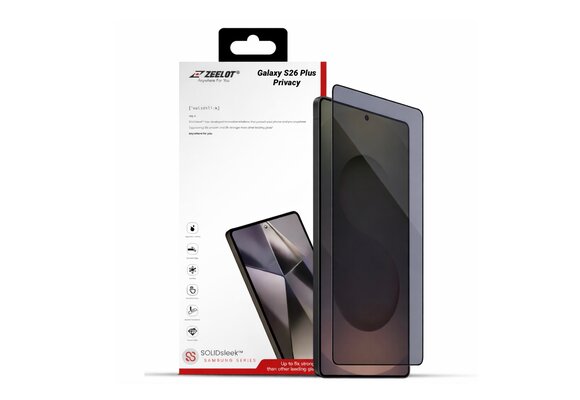 ZEELOT SOLIDsleek 2.5D 26 Degree Shadow Vue Tempered Glass Screen Protector with EasyFit Installation Kit for Samsung Galaxy S26 Plus - Privacy