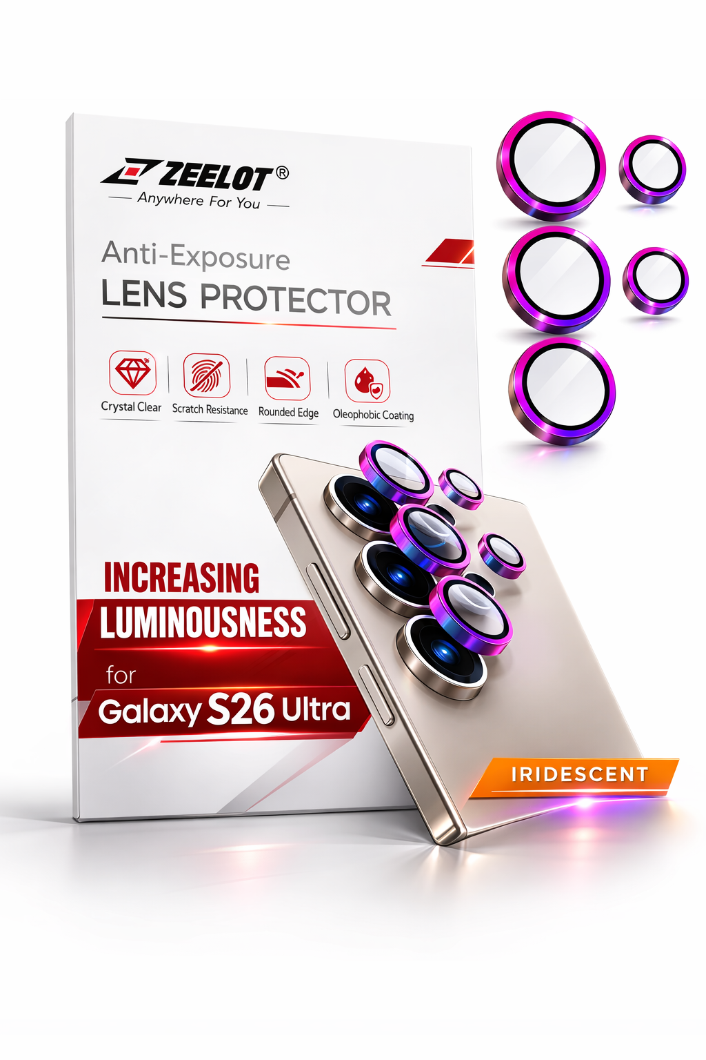 ZEELOT Pishield Luminousness Lens Protector for Samsung Galaxy  S26 Ultra - Iridescent