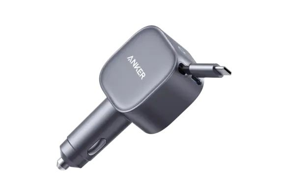 Anker Nano Car Charger 75W with USB-C Cable - Black