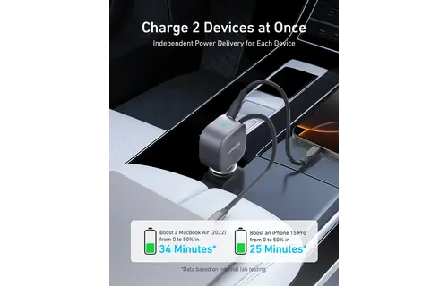 Anker Nano Car Charger 75W with USB-C Cable - Black