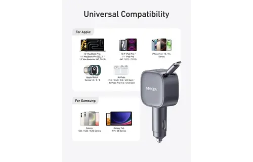 Anker Nano Car Charger 75W with USB-C Cable - Black