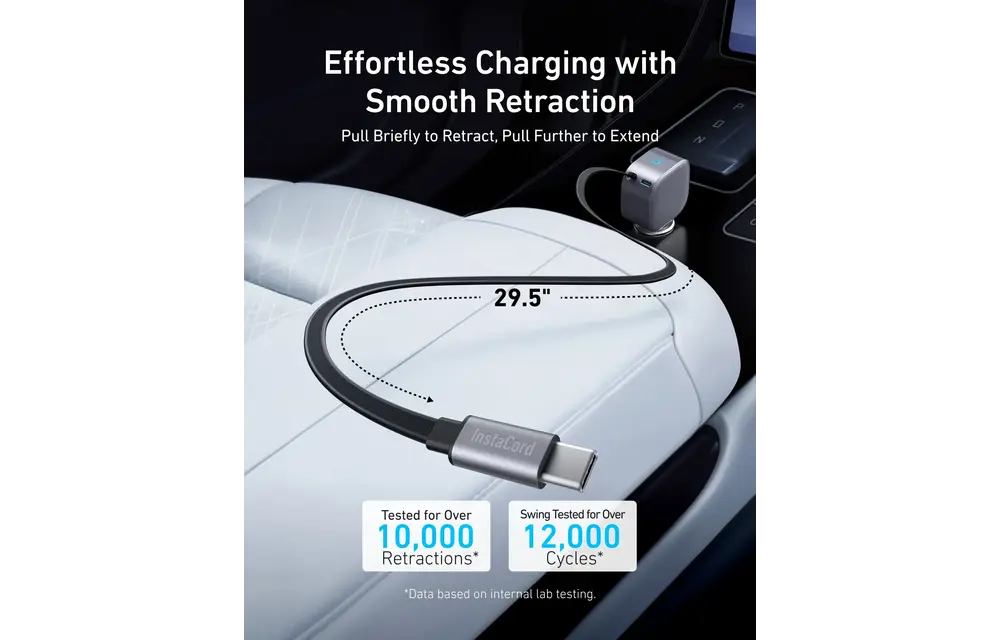 Anker Nano Car Charger 75W with USB-C Cable - Black