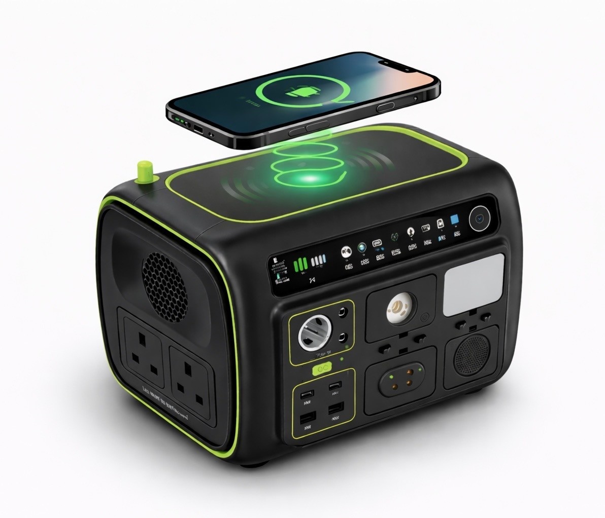 Goui Beast Smart Portable Power Station 800W  AC/DC Output 2xTYP-C 2xUSB with Wireless Charge and Led flash light - Black