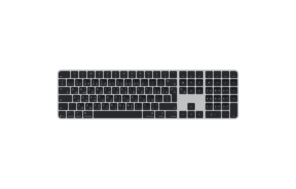 Apple Magic Keyboard with Touch ID and Numeric Keypad for Mac models with Apple silicon USB‑C Black Keys - Arabic/English