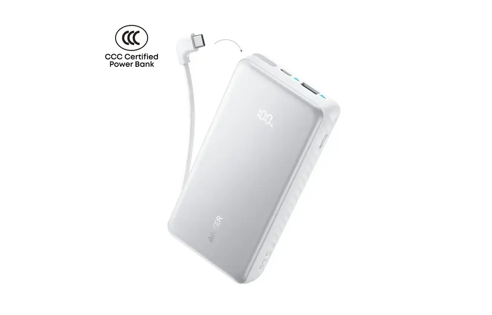 Anker Zolo Powerbank 20K 22.5W Fast Charging  with Built-in USB-C Cable 20'000mAh  - White