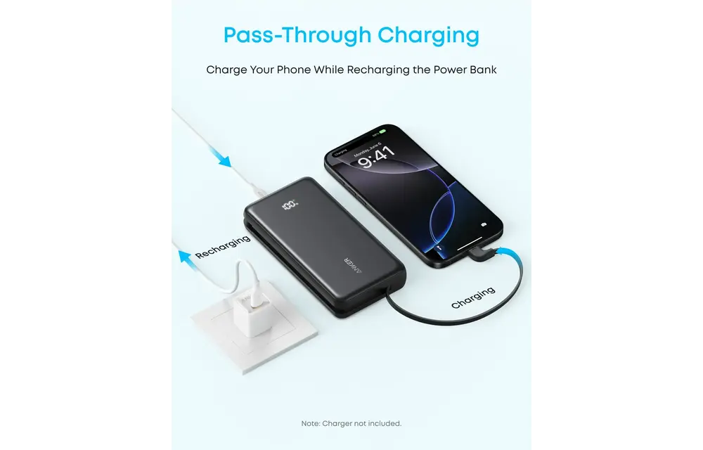 Anker Zolo Powerbank 20K 22.5W Fast Charging  with Built-in USB-C Cable 20'000mAh  - White