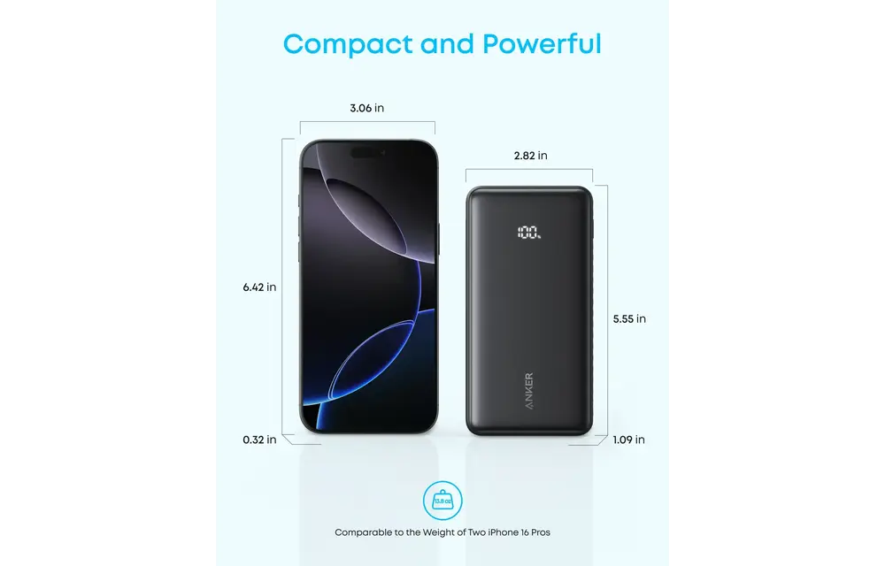 Anker Zolo Powerbank 20K 22.5W Fast Charging  with Built-in USB-C Cable 20'000mAh  - White