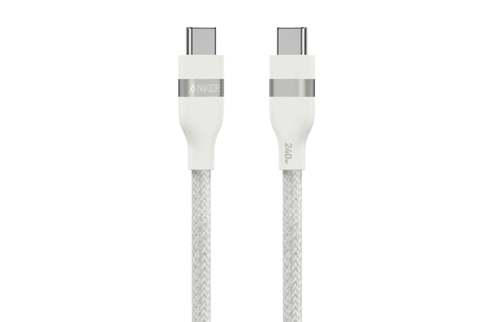 Anker USB-C to USB-C Cable 240W Upcycled Braided 6ft/1.8m - White