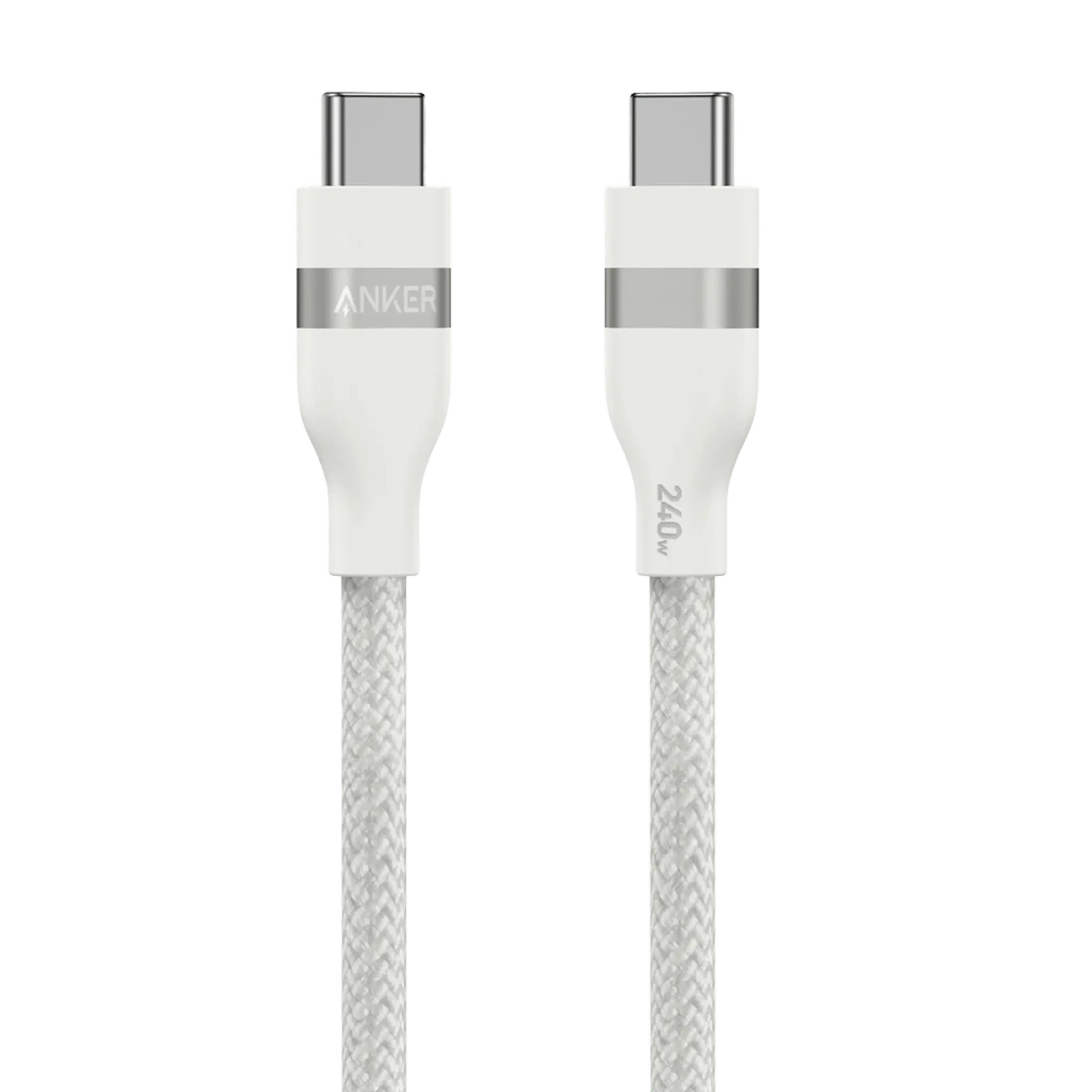 Anker USB-C to USB-C Cable 240W Upcycled Braided 6ft/1.8m - White