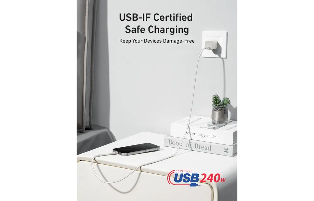 Anker USB-C to USB-C Cable 240W Upcycled Braided 6ft/1.8m - White