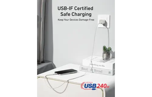 Anker USB-C to USB-C Cable 240W Upcycled Braided 6ft/1.8m - White