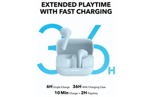 Soundcore K20i by Anker, Semi-in-Ear Earbuds, Bluetooth Wireless Headphone - Blue