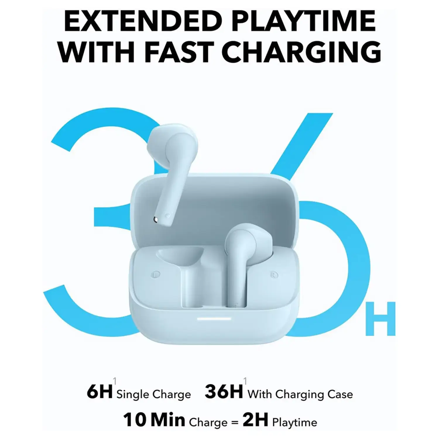 Soundcore K20i by Anker, Semi-in-Ear Earbuds, Bluetooth Wireless Headphone - Blue