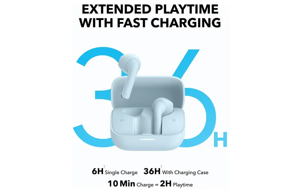 Soundcore K20i by Anker, Semi-in-Ear Earbuds, Bluetooth Wireless Headphone - Blue