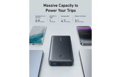 Anker 537 Power Bank 24K 65W Multi Device Fast Charging  For Phone , Tablet and Laptop 24'000mAh  - Black