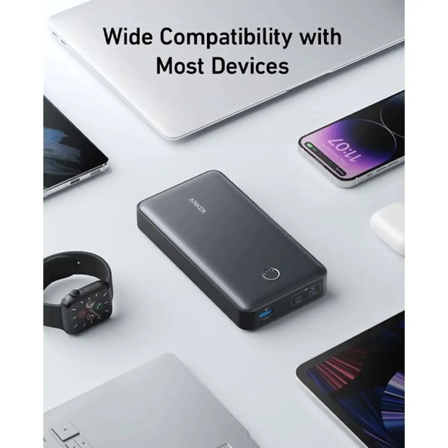 Anker 537 Power Bank 24K 65W Multi Device Fast Charging  For Phone , Tablet and Laptop 24'000mAh  - Black