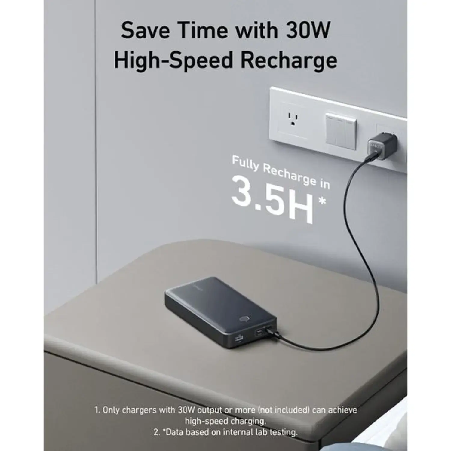 Anker 537 Power Bank 24K 65W Multi Device Fast Charging  For Phone , Tablet and Laptop 24'000mAh  - Black