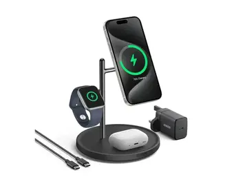 Anker MagGo 3 in 1 Charging Stand Wireless Charger With USB - C Cable For Apple Devices - Black
