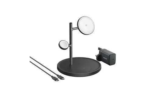 Anker MagGo 3 in 1 Charging Stand Wireless Charger With USB - C Cable For Apple Devices - Black
