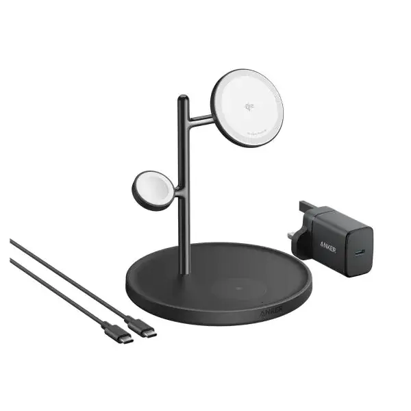 Anker MagGo 3 in 1 Charging Stand Wireless Charger With USB - C Cable For Apple Devices - Black
