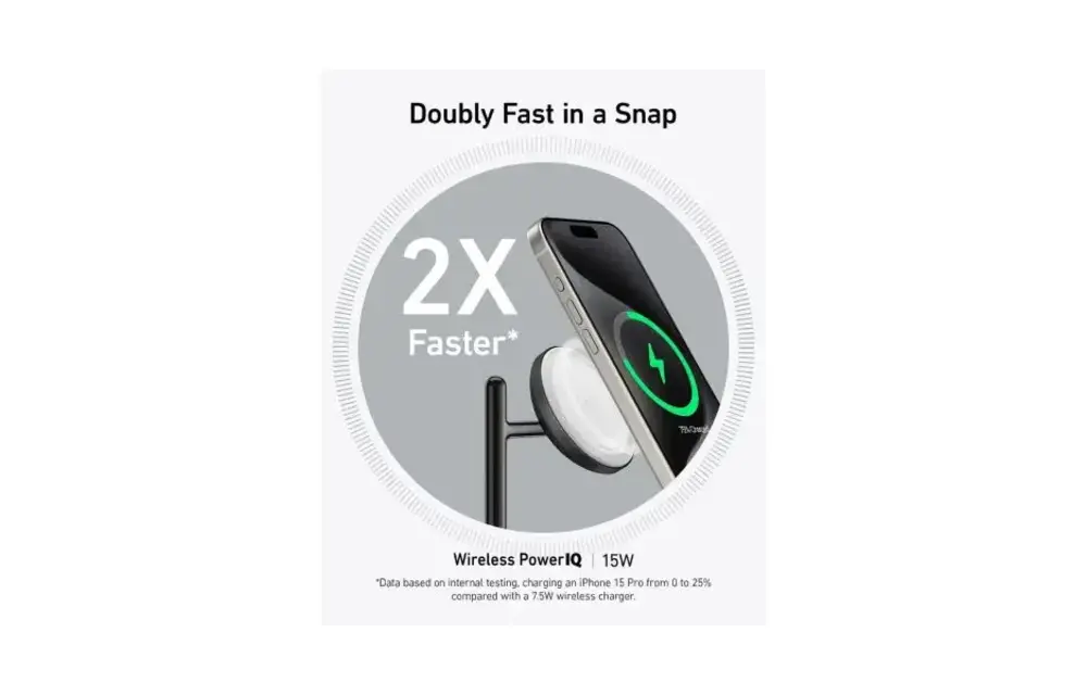 Anker MagGo 3 in 1 Charging Stand Wireless Charger With USB - C Cable For Apple Devices - Black