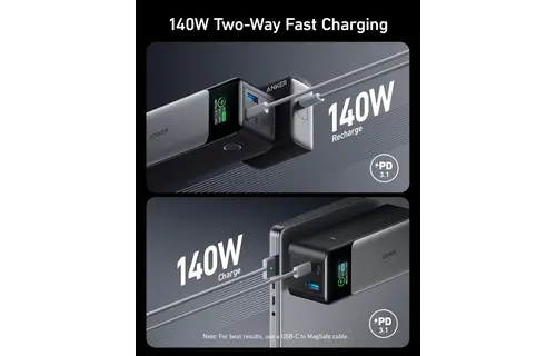 Anker 737 Laptop Power Bank PowerCore 24K, 140W 2x-USB-C 1x-USB With Smart Digital Display 24,000mAh - Black