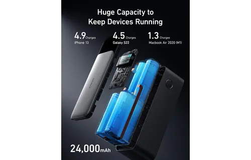 Anker 737 Laptop Power Bank PowerCore 24K, 140W 2x-USB-C 1x-USB With Smart Digital Display 24,000mAh - Black