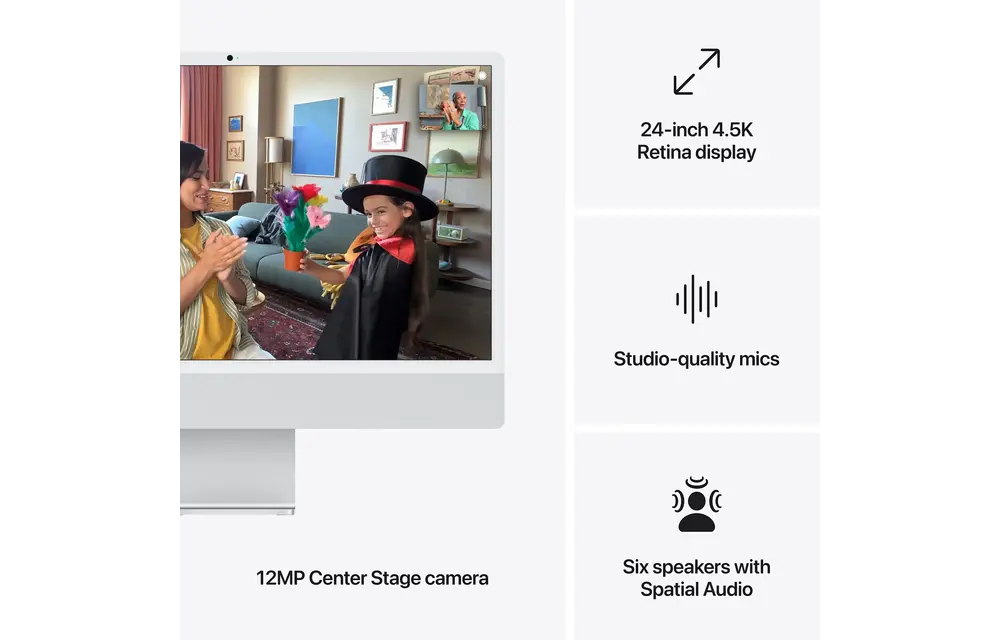 Apple iMac 24-inch with Retina 4.5K display  Apple M4 chip  with 8-core CPU, 8-core GPU, 16GB unified memory 256GB SSD storage  - Silver