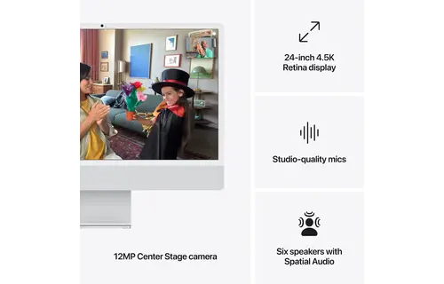 Apple iMac 24-inch with Retina 4.5K display  Apple M4 chip  with 8-core CPU, 8-core GPU, 16GB unified memory 256GB SSD storage  - Silver