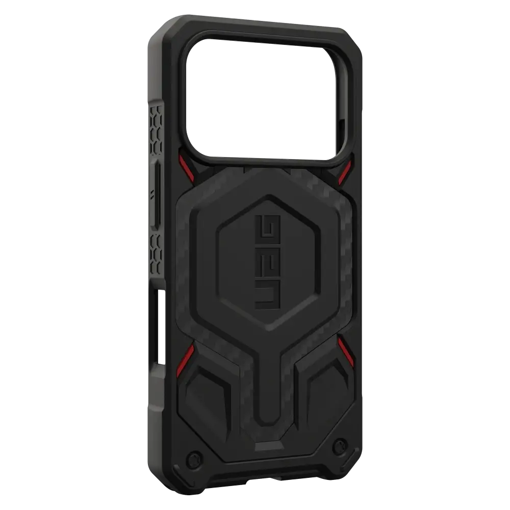 UAG Monarch Pro Case for Apple iPhone 17 Pro - Carbon Fiber Black and Red