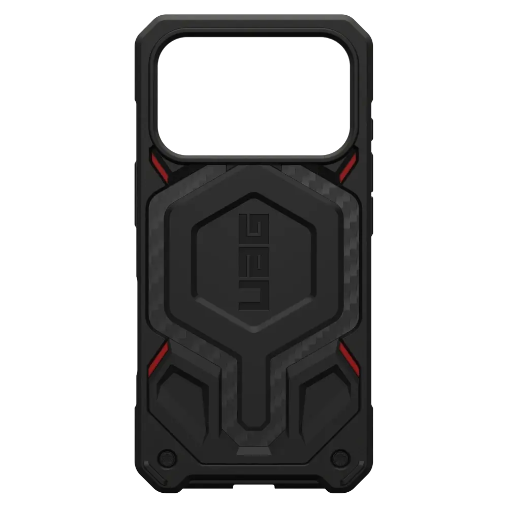 UAG Monarch Pro Case for Apple iPhone 17 Pro - Carbon Fiber Black and Red