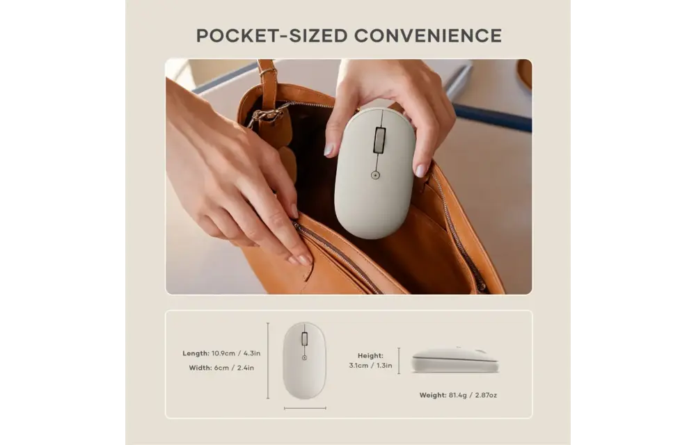 Satechi OntheGo Multi Device Appareil Rechargeable Bluetooth Mouse - Sand