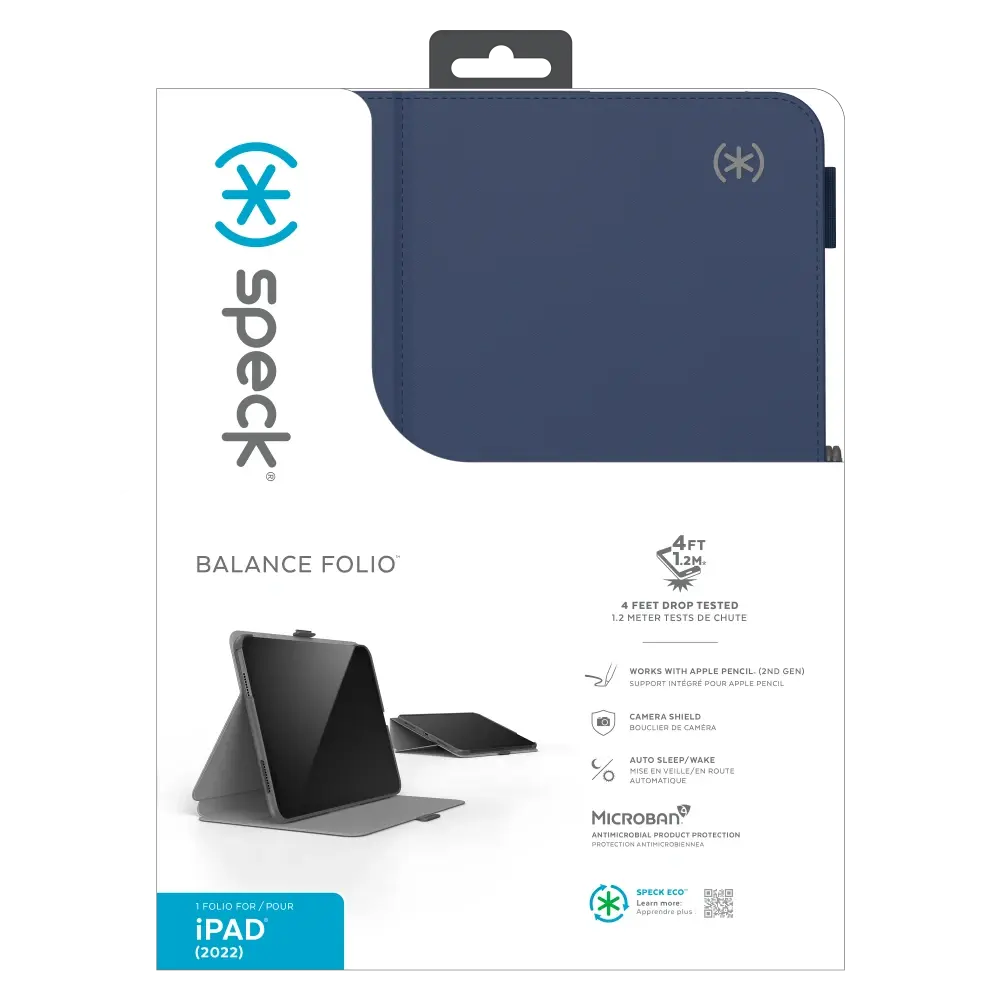 Speck Balance Folio Case for Apple iPad 10.9 (2022) / iPad 11th Gen (2025) - Arcadia Navy / Moody Grey