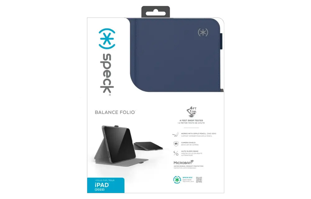 Speck Balance Folio Case for Apple iPad 10.9 (2022) / iPad 11th Gen (2025) - Arcadia Navy / Moody Grey