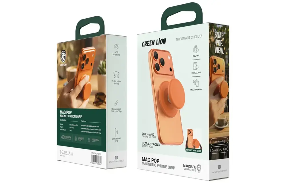 Green Lion Mag Pop Magnetic Phone Grip - Orange